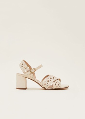 Phase Eight Weaveed Heels Cream Canada | OABFSV-321